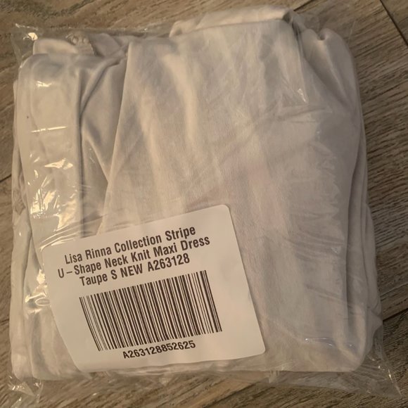 NWT LISA‎ RINNA COLLECTION STRIPE U-SHAPE NECK KNIT MAXI DRESS TAUPE SMALL - Picture 3 of 6